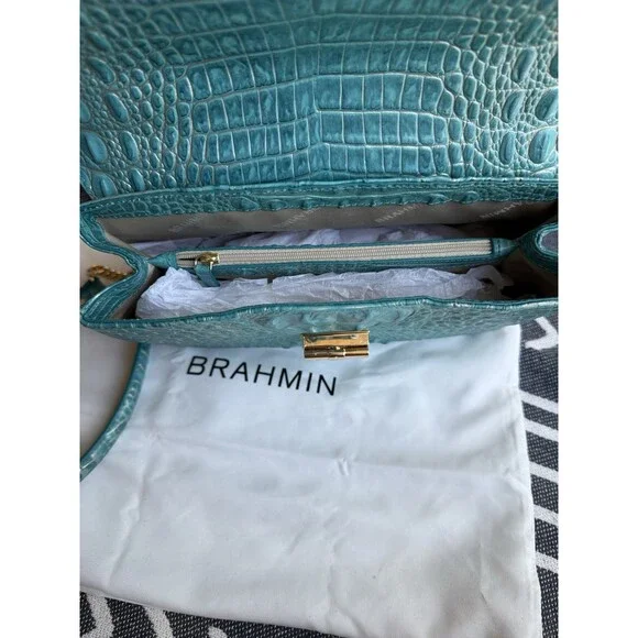 New Brahmin Mermaid Green Rosalie Crossbody with Turn Lock Flap Closure - Picture 5 of 10